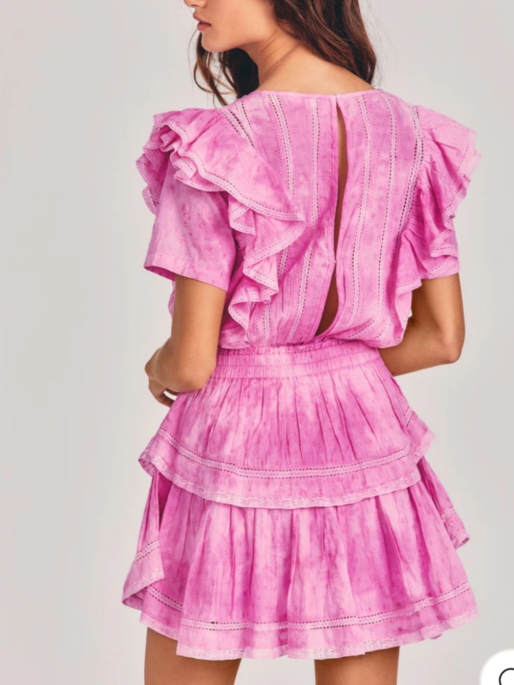 Love Shack Fancy Cotton Natasha Dress in Begonia Hand Dye Small - Picture 2 of 7